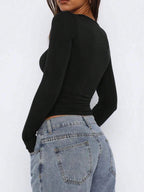 Solid Color Slim T Shirt Slim Fit Long Sleeve