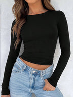 Solid Color Slim T Shirt Slim Fit Long Sleeve
