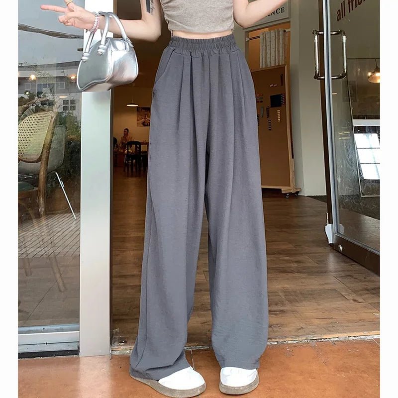 Sweet Colorful Ice Pants High Waisted Wide Leg Deep Grey China Mainland