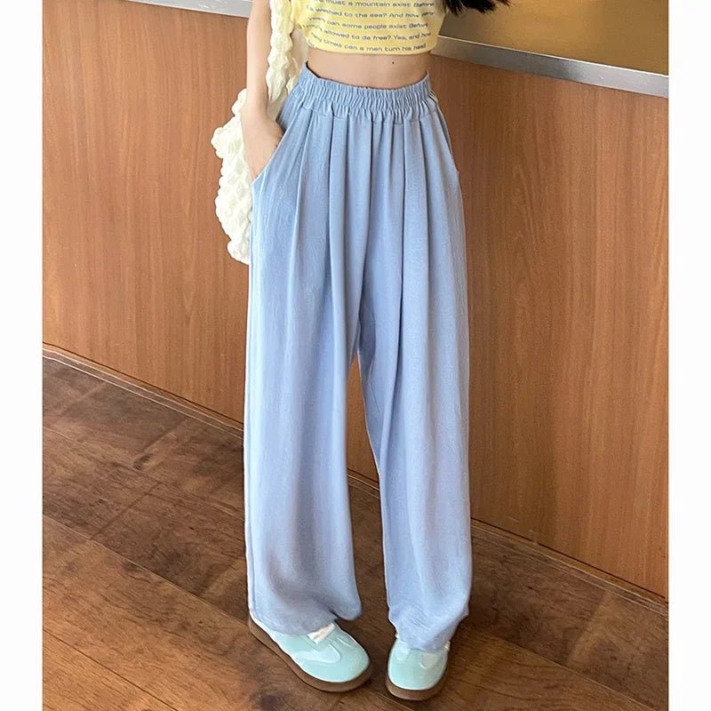 Sweet Colorful Ice Pants High Waisted Wide Leg Blue China Mainland