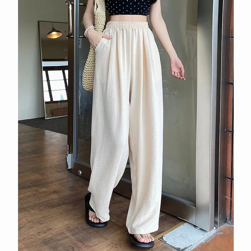 Sweet Colorful Ice Pants High Waisted Wide Leg Apricot China Mainland