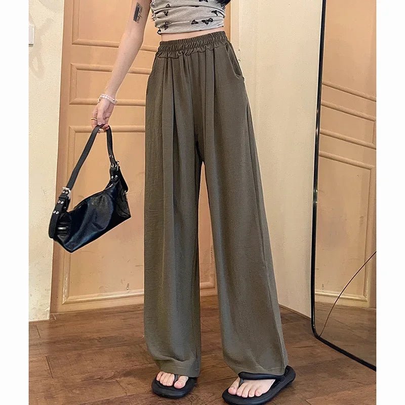 Sweet Colorful Ice Pants High Waisted Wide Leg Khaki China Mainland