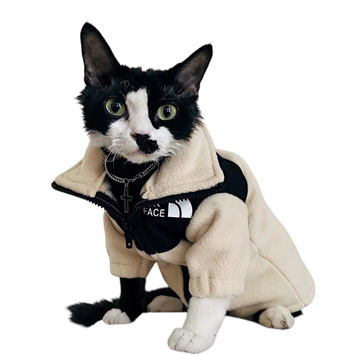 The Cat Face Jacket Fleece Beige
