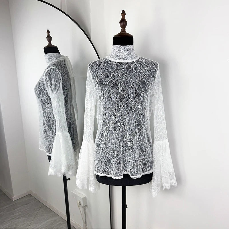 Tornova Lace Ruffled T Shirt White