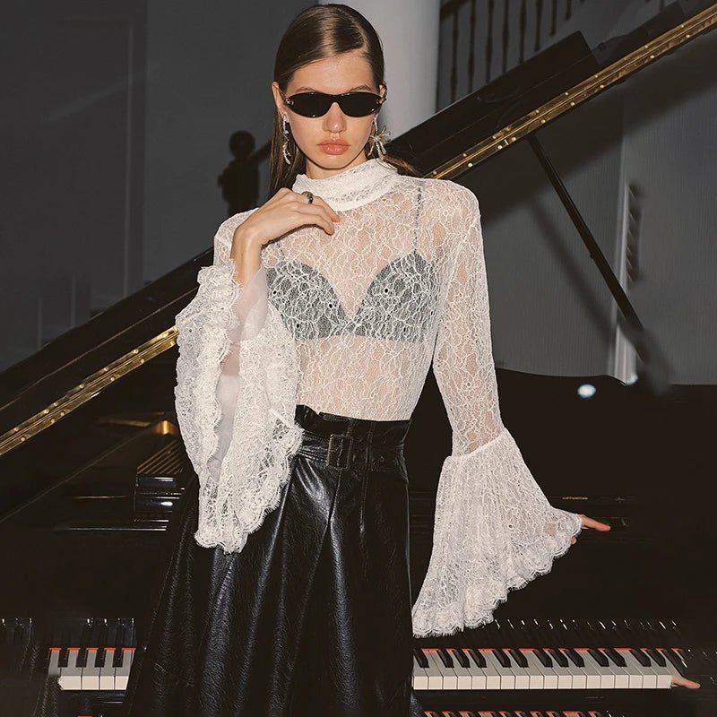 Tornova Lace Ruffled T Shirt