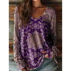Vintage Floral Graphic T Shirt V Neck