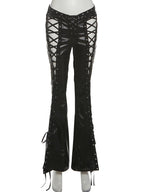 Weird Puss Hipster Leather Pants Lace Stretch