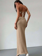 Women's Floral Knit Tube Top & Long Skirt Set