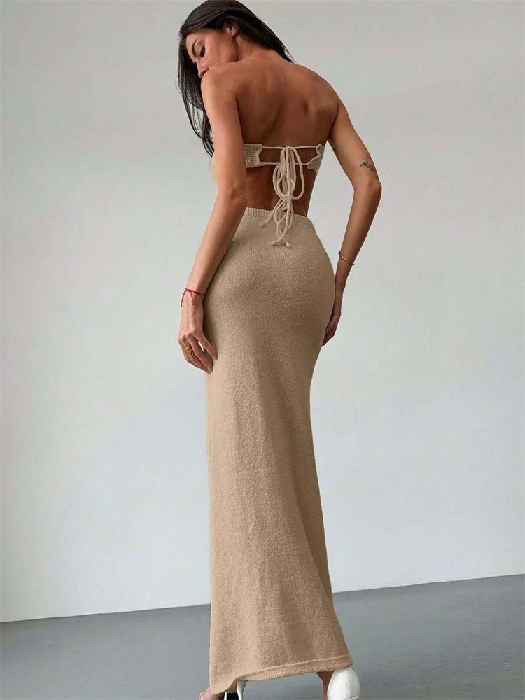 Women's Floral Knit Tube Top & Long Skirt Set