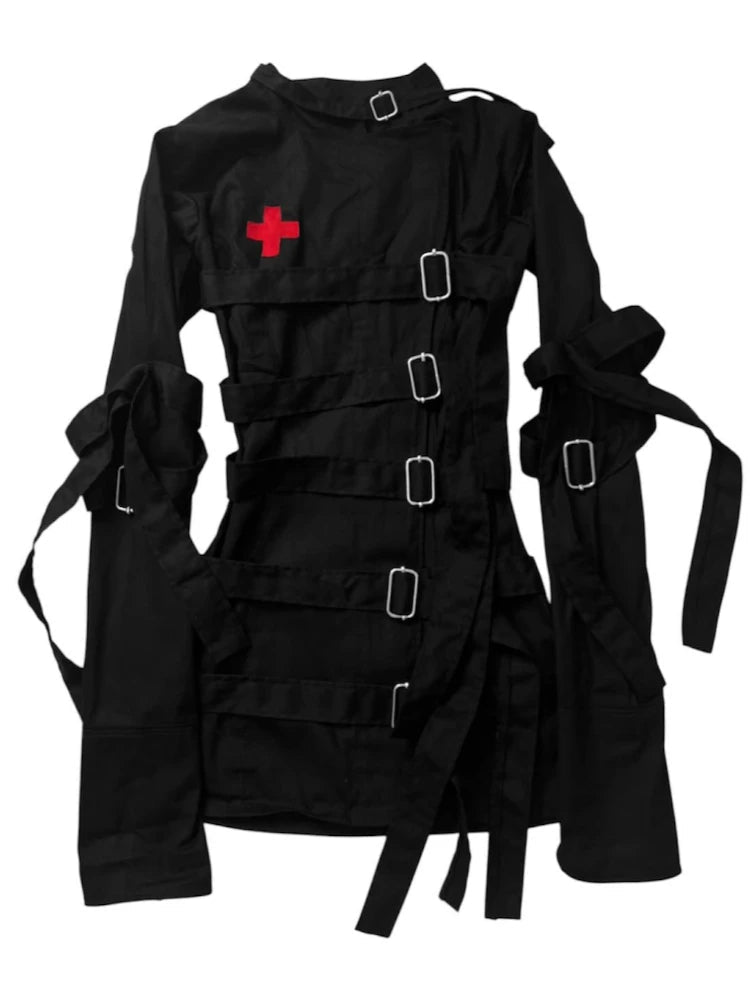 Women's Gothic Buckle-Strap Zip-Up Jacket