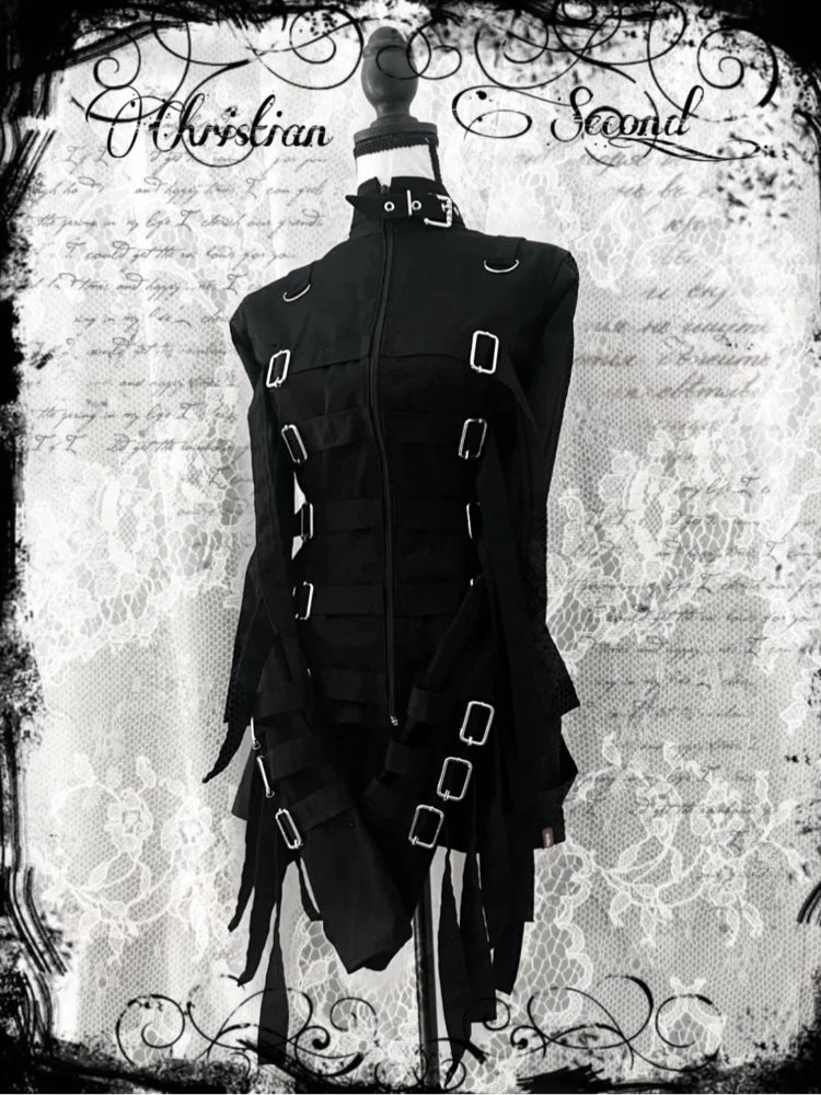 Women's Gothic Buckle-Strap Zip-Up Jacket