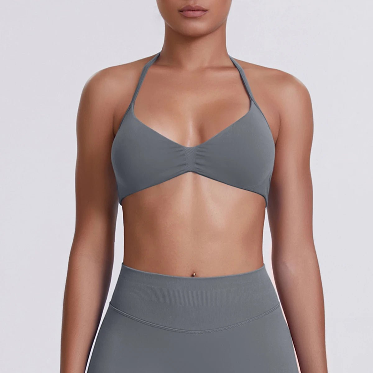 Women's Halter-Neck Sports Bra Dark Grey