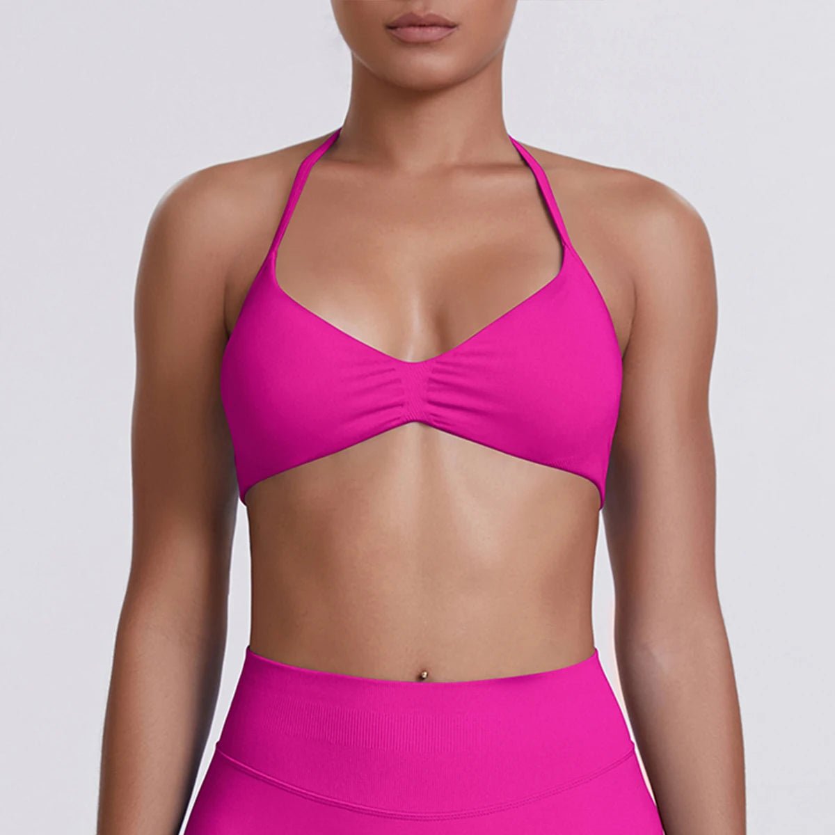 Women's Halter-Neck Sports Bra Rose Red