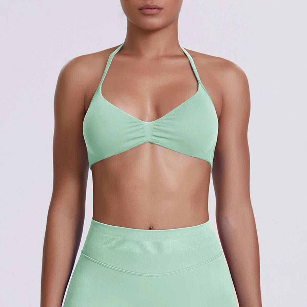 Women's Halter-Neck Sports Bra Palm Green