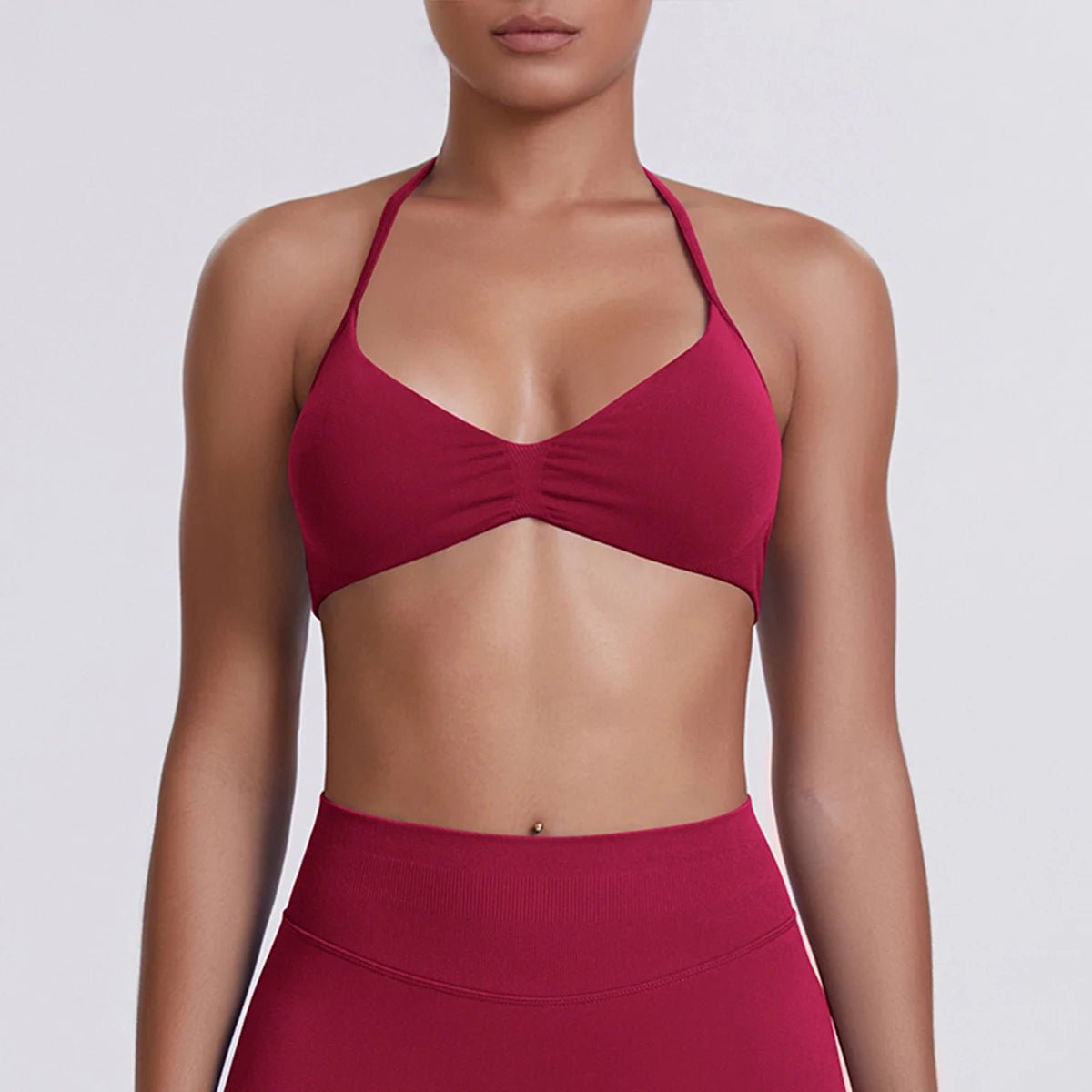 Women's Halter-Neck Sports Bra Burgundy
