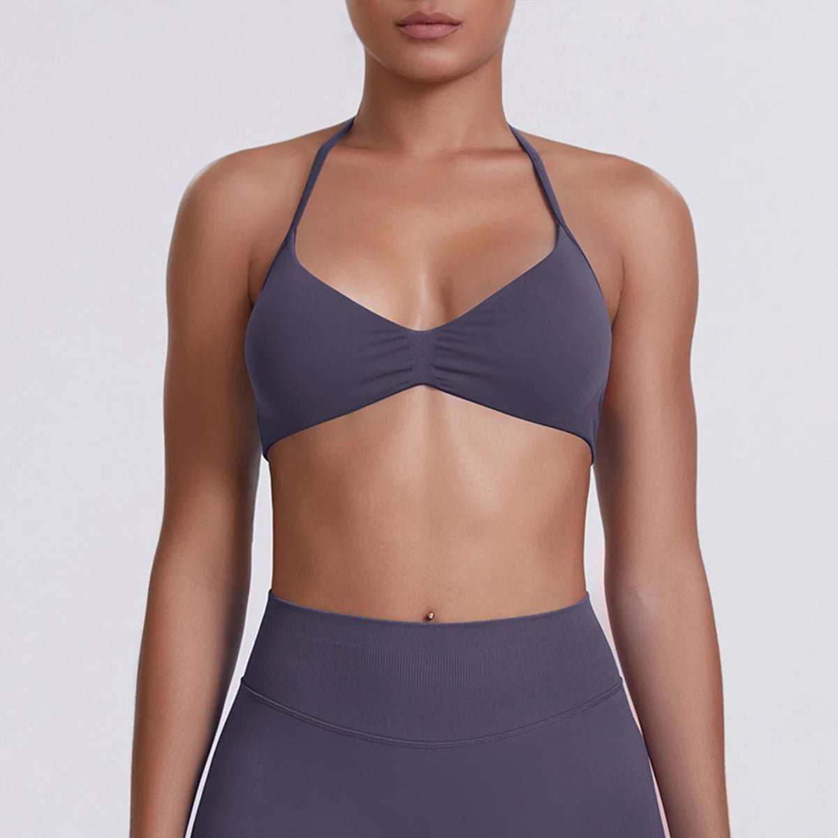 Women's Halter-Neck Sports Bra Grayish Purple
