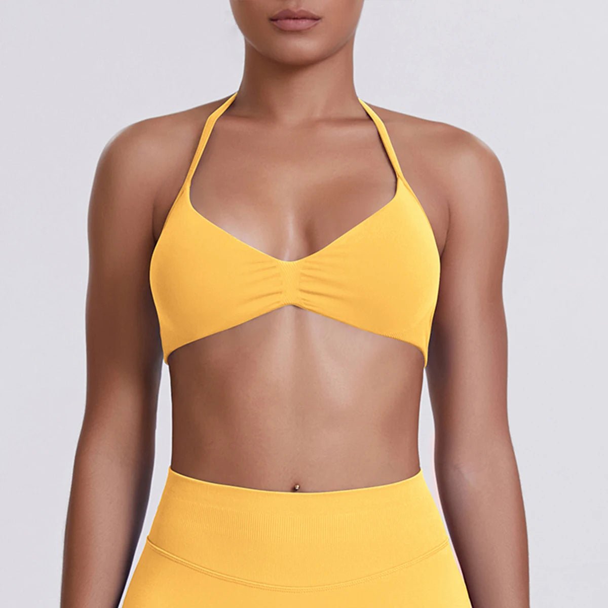Women's Halter-Neck Sports Bra Yellow