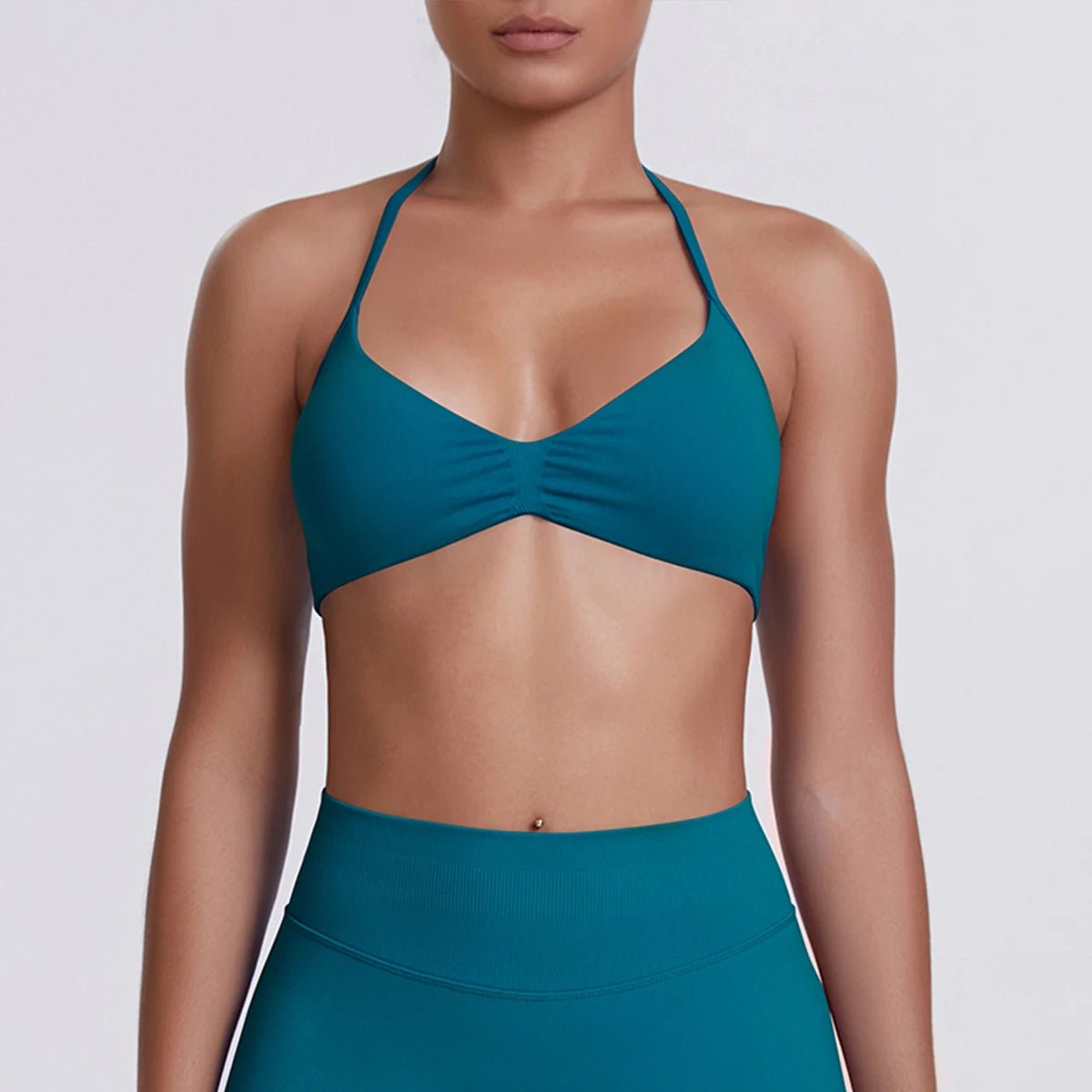Women's Halter-Neck Sports Bra Peacock Green