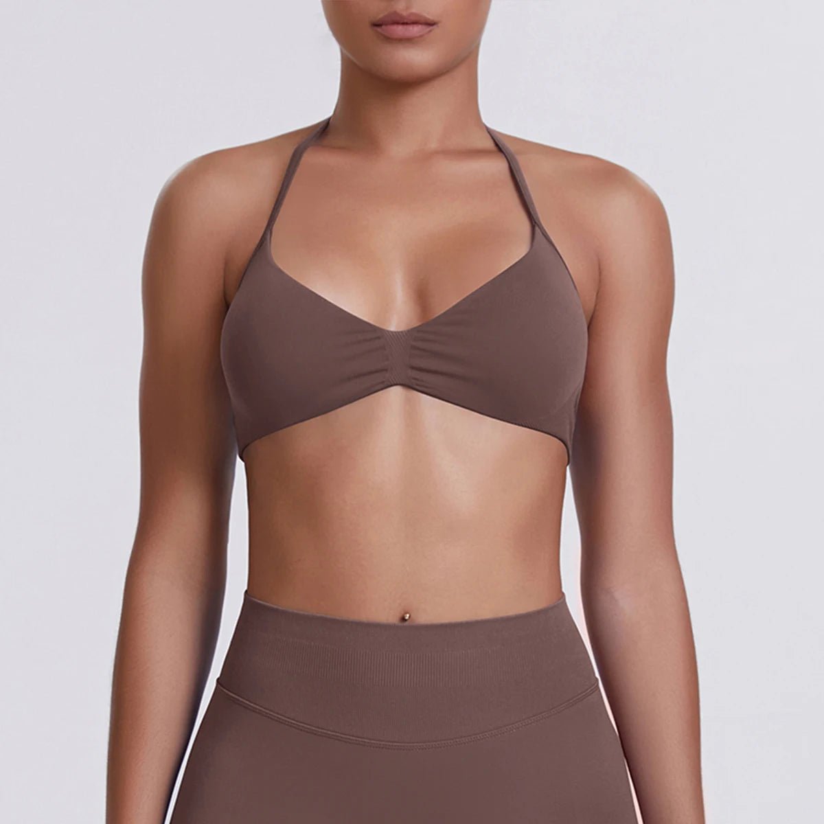 Women's Halter-Neck Sports Bra Coffee