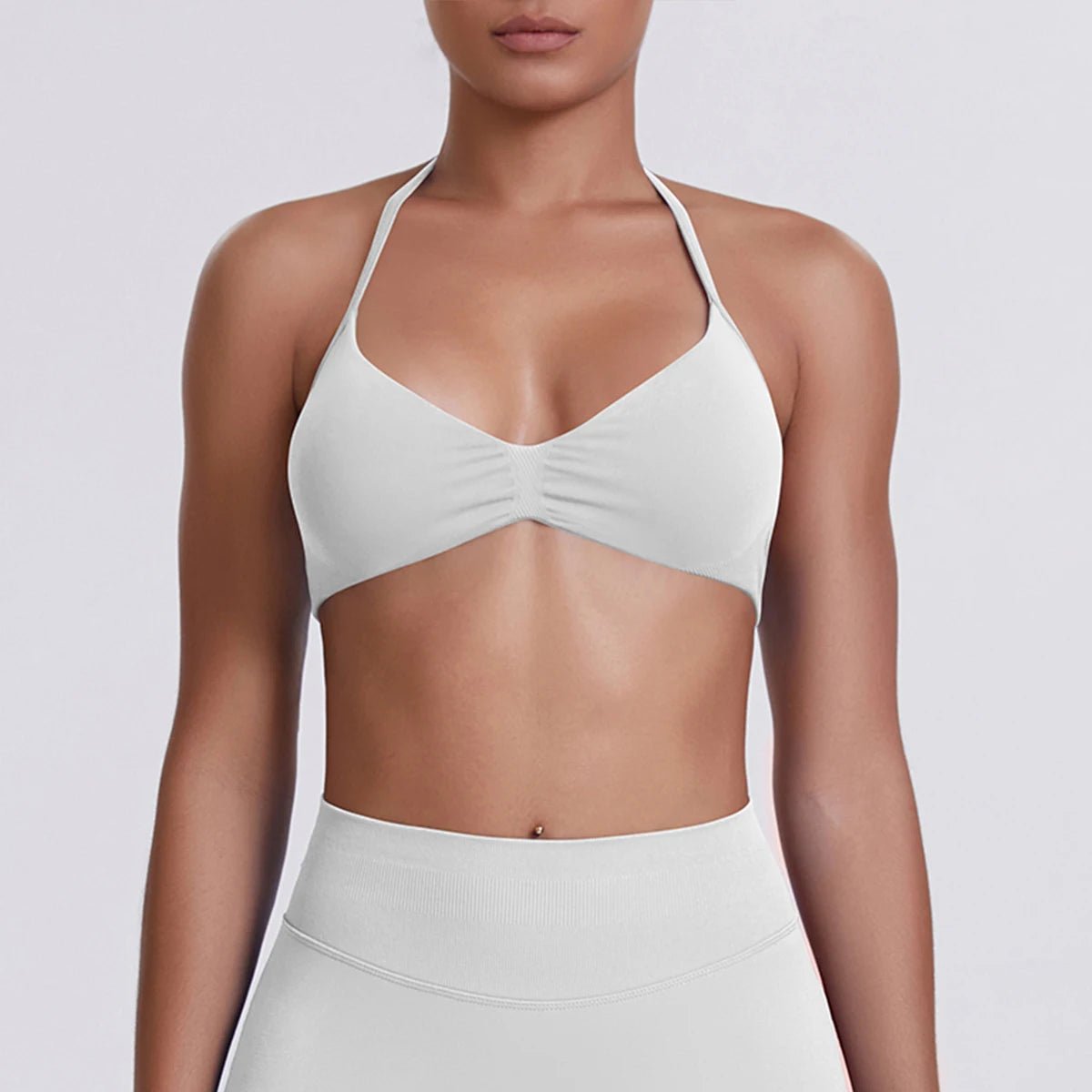 Women's Halter-Neck Sports Bra White Ash
