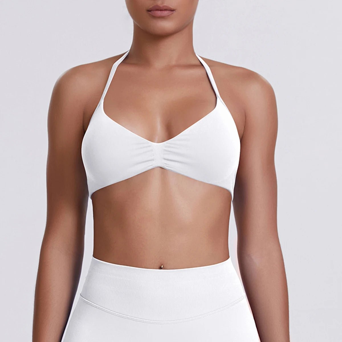 Women's Halter-Neck Sports Bra White
