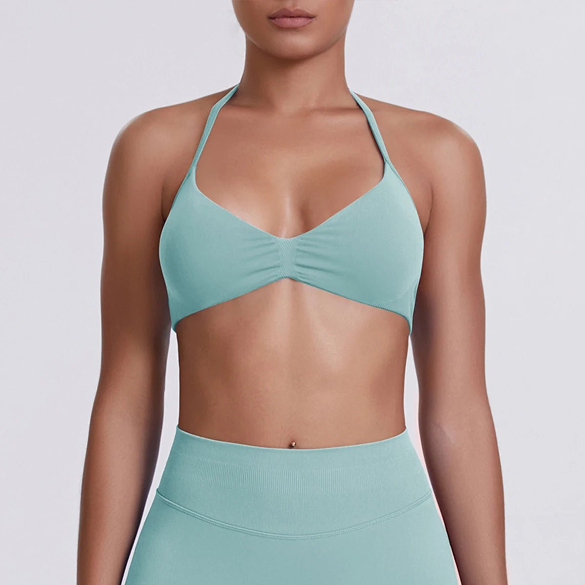 Women's Halter-Neck Sports Bra Light Green