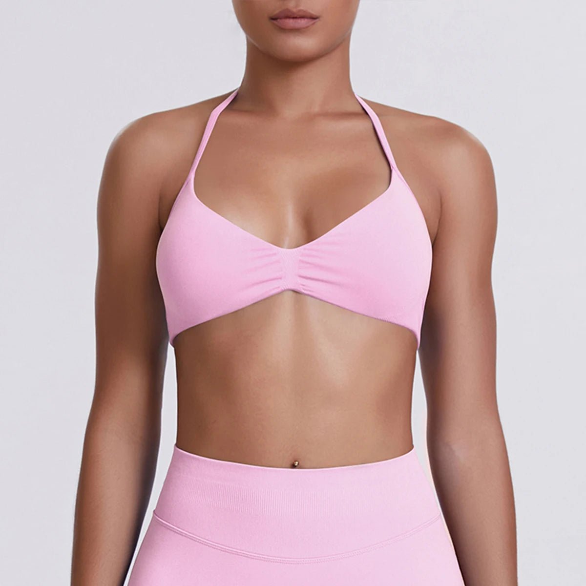 Women's Halter-Neck Sports Bra Pink