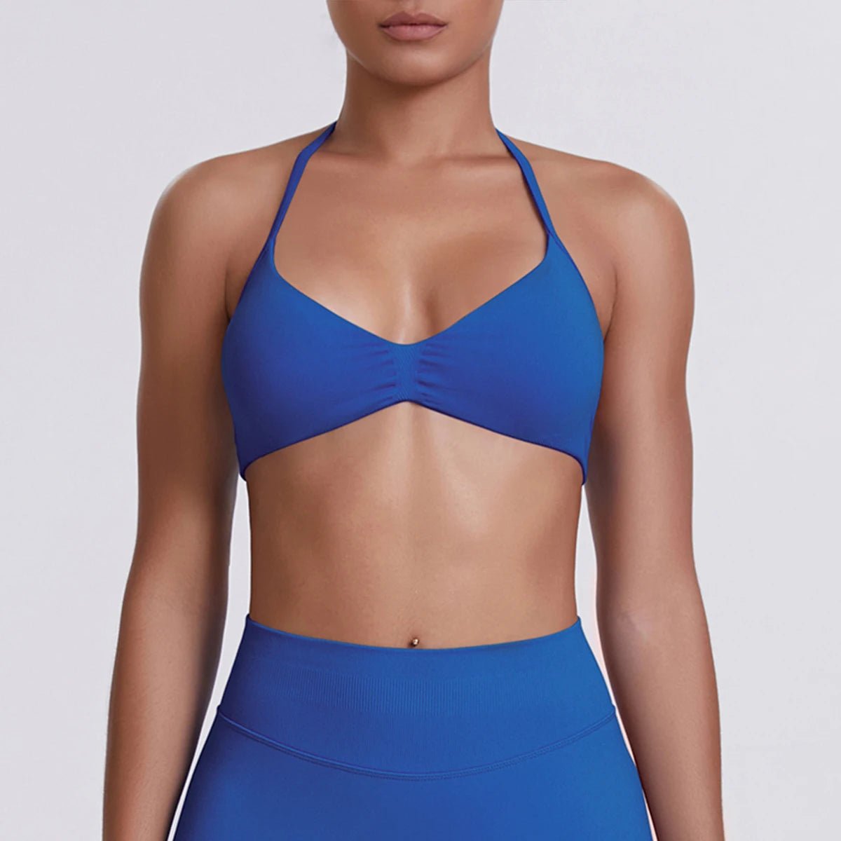 Women's Halter-Neck Sports Bra Sea Blue