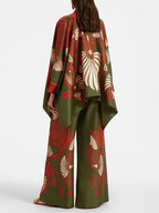 Women's Printed Asymmetrical Shirt & Wide-Leg Pants Set