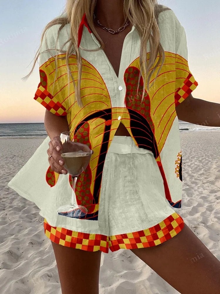 Women's Printed Shirt & Shorts Vacation Set 662506056281