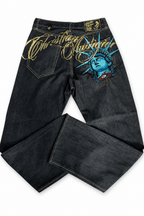 Women's Statue of Liberty Embellished Wide-Leg Jeans