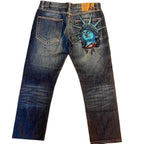 Women's Statue of Liberty Embellished Wide-Leg Jeans