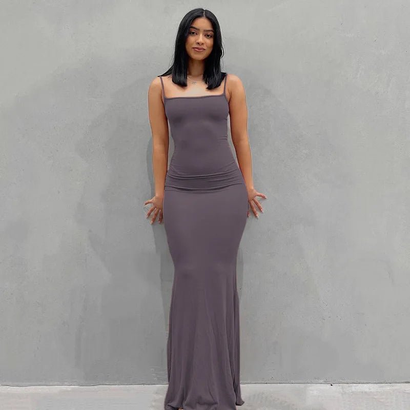 Women's Stretch Bodycon Maxi Dress Purple-Sleeveless