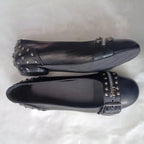 Women's Studded Buckle Round-Toe Flats
