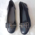Women's Studded Buckle Round-Toe Flats