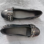 Women's Studded Buckle Round-Toe Flats