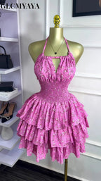 Yaya Floral Printed Dress Halter Neck
