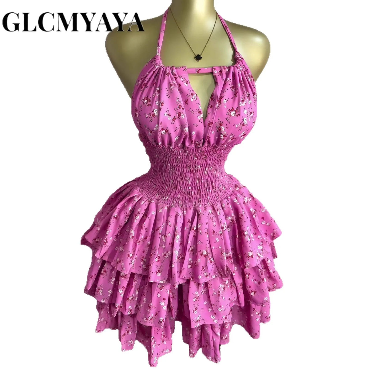 Yaya Floral Printed Dress Halter Neck
