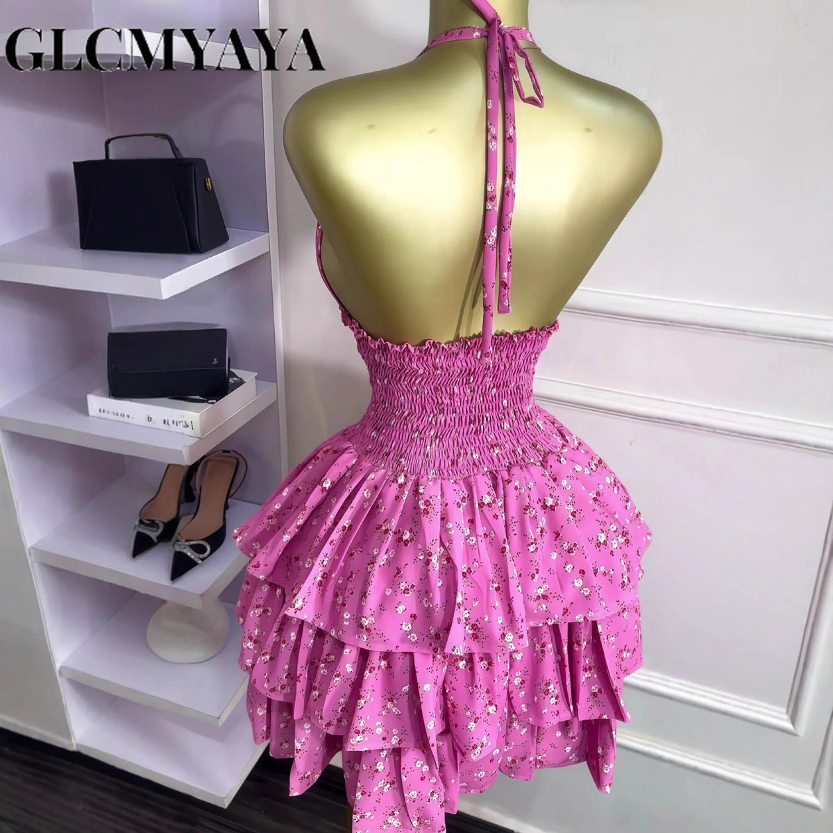 Yaya Floral Printed Dress Halter Neck