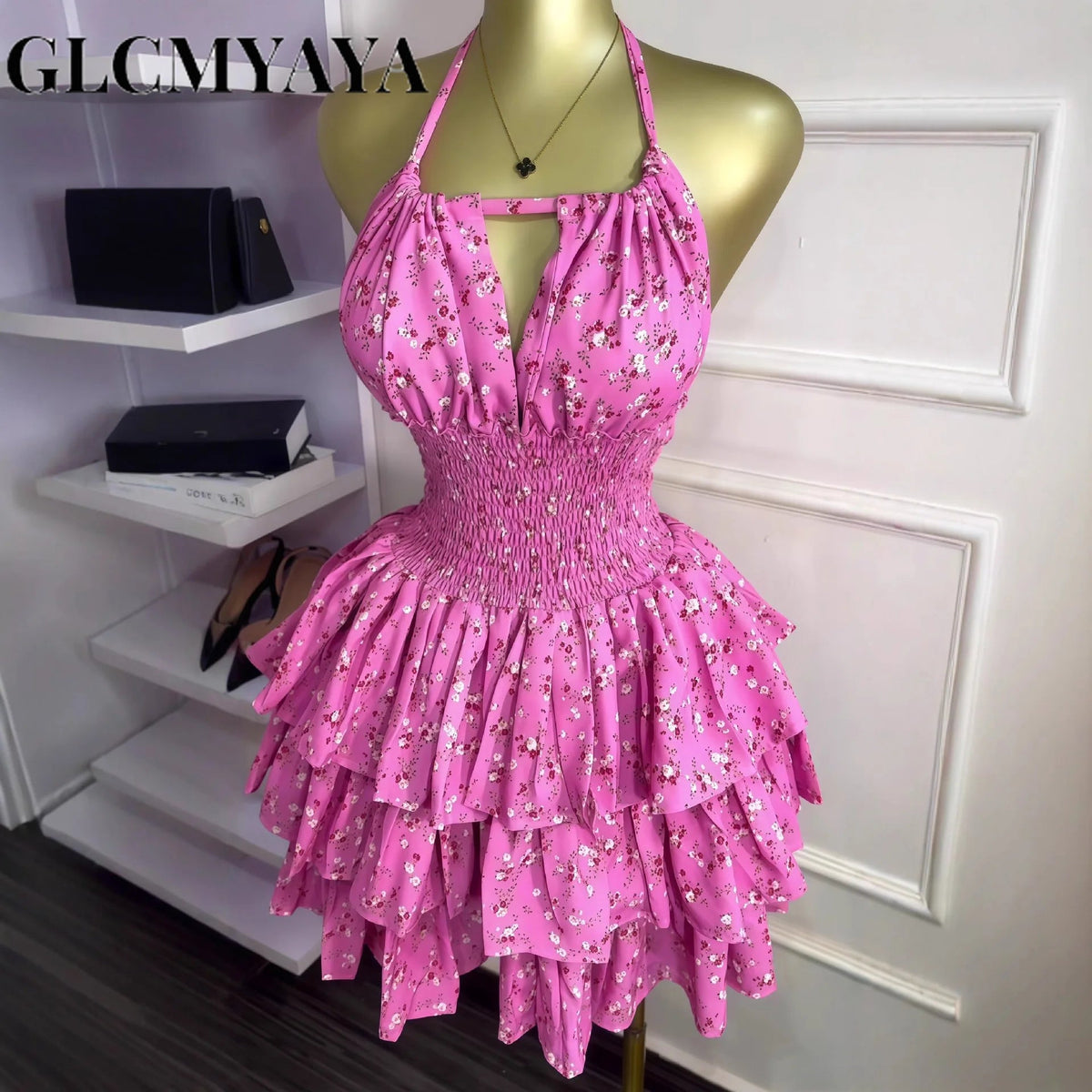 Yaya Floral Printed Dress Halter Neck