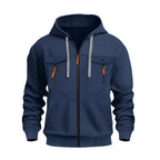 Zipper Fashionable Street Comfortable Hoodie Lace Zip Up Navy Blue