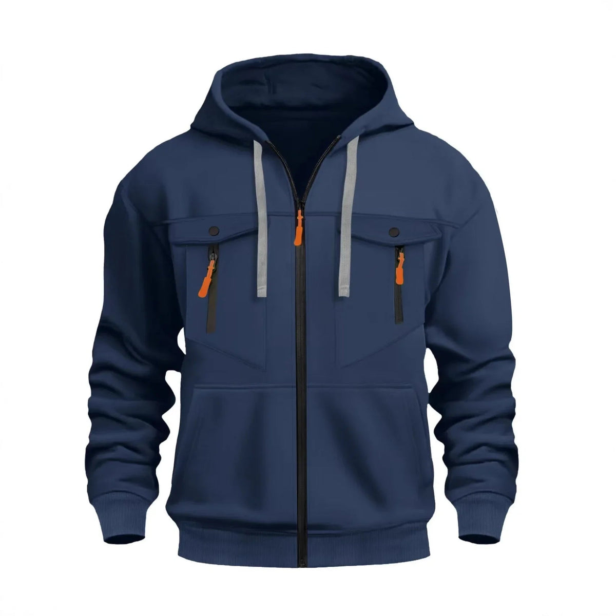 Zipper Fashionable Street Comfortable Hoodie Lace Zip Up Navy Blue