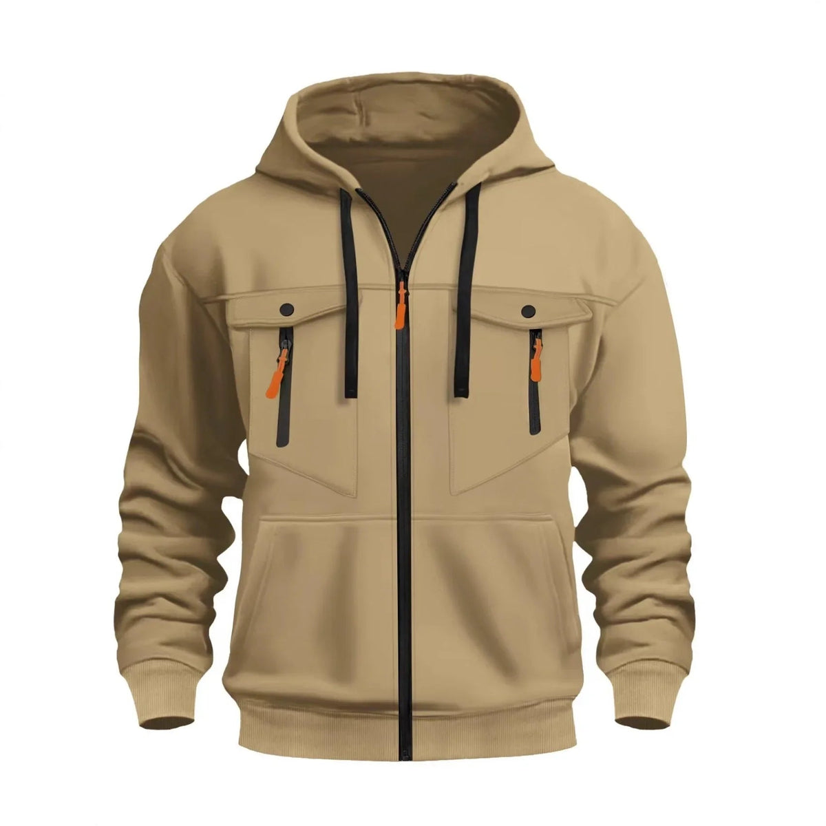 Zipper Fashionable Street Comfortable Hoodie Lace Zip Up Khaki